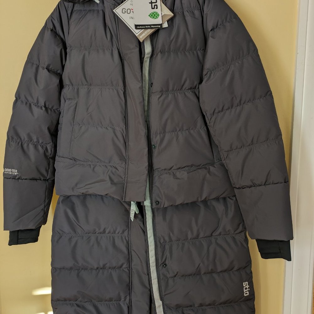 Stio Infinium NWT Parka. Zip off bottom! Sz Medium.